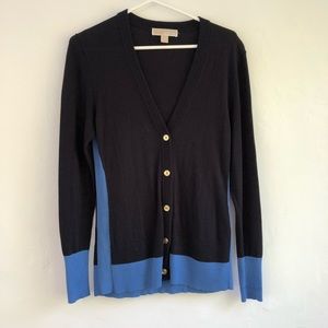 Micheal Kors  Navy Blue Colorblock Cardigan
